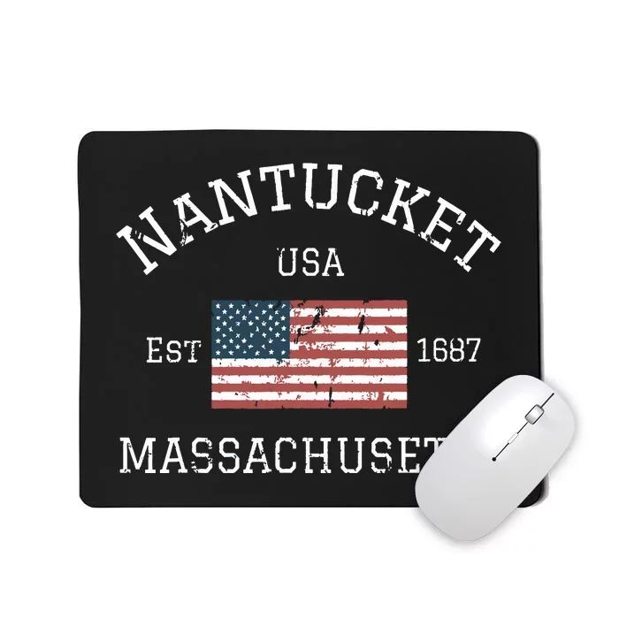 Nantucket Massachusetts American Flag Usa Travel Vintage Mousepad