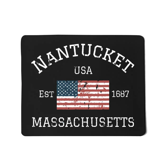 Nantucket Massachusetts American Flag Usa Travel Vintage Mousepad