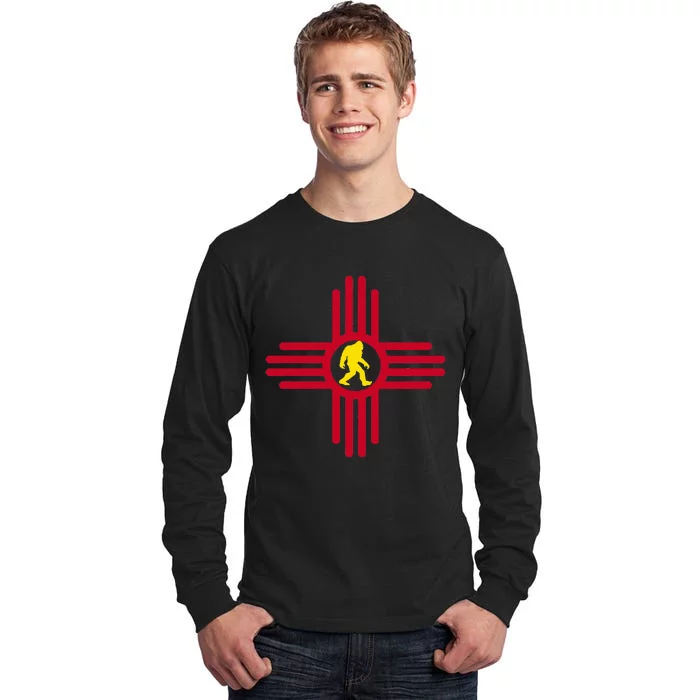 New Mexico Bigfoot State Flag Zia Symbol Bigfoot New Mexico Tall Long Sleeve T-Shirt