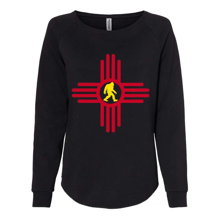 New Mexico Bigfoot State Flag Zia Symbol Bigfoot New Mexico Womens California Wash Sweatshirt