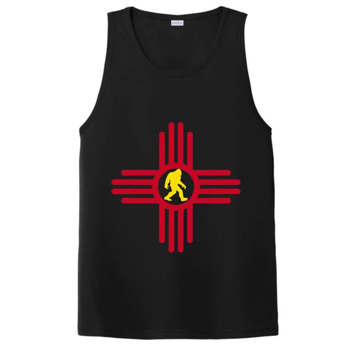 New Mexico Bigfoot State Flag Zia Symbol Bigfoot New Mexico Performance Tank