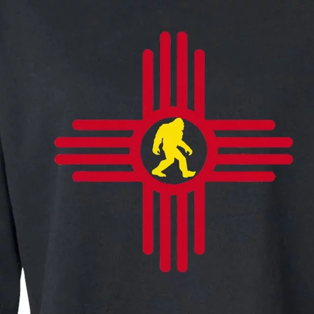 New Mexico Bigfoot State Flag Zia Symbol Bigfoot New Mexico Cropped Pullover Crew