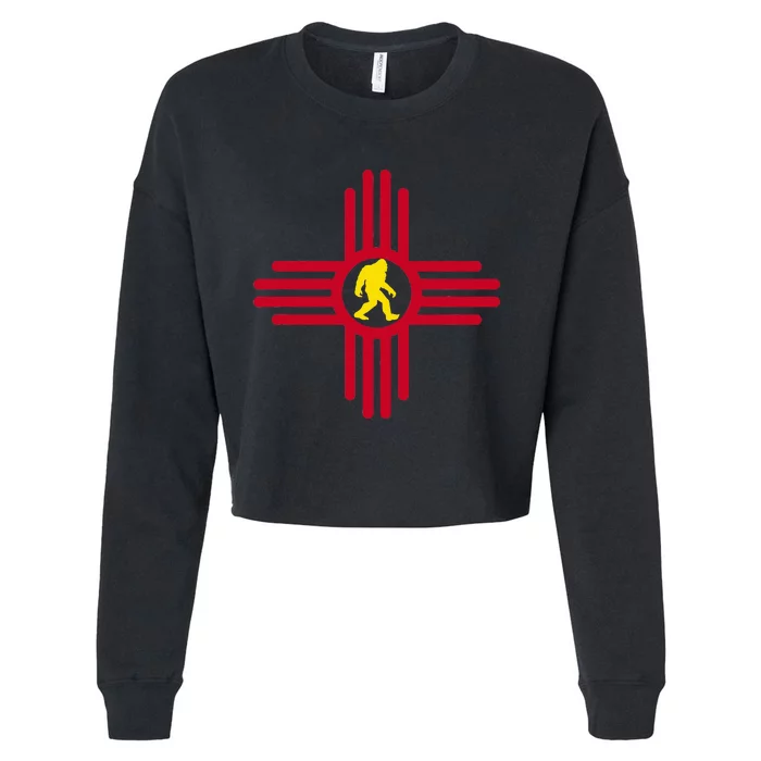 New Mexico Bigfoot State Flag Zia Symbol Bigfoot New Mexico Cropped Pullover Crew