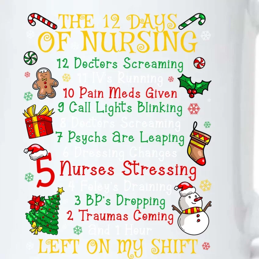 Nurses Merry Christmas Funny 12 Days Of Nursing Xmas Gift Black Color Changing Mug