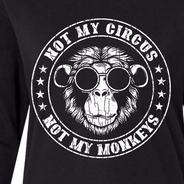 Not My Circus Monkeys Funny Monkey Animal Lover Graphic Womens Cotton Relaxed Long Sleeve T-Shirt