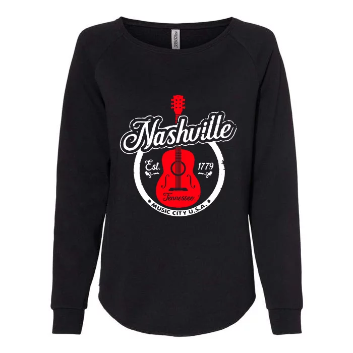 Nashville Music City Tennessee Cool Gift Country Music City Guitar Womens California Wash Sweatshirt