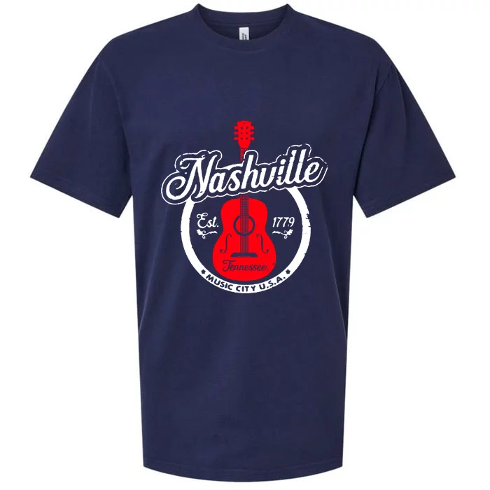 Nashville Music City Tennessee Cool Gift Country Music City Guitar Sueded Cloud Jersey T-Shirt