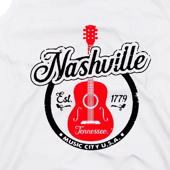 Nashville Music City Tennessee Cool Gift Country Music City Guitar Tank Top