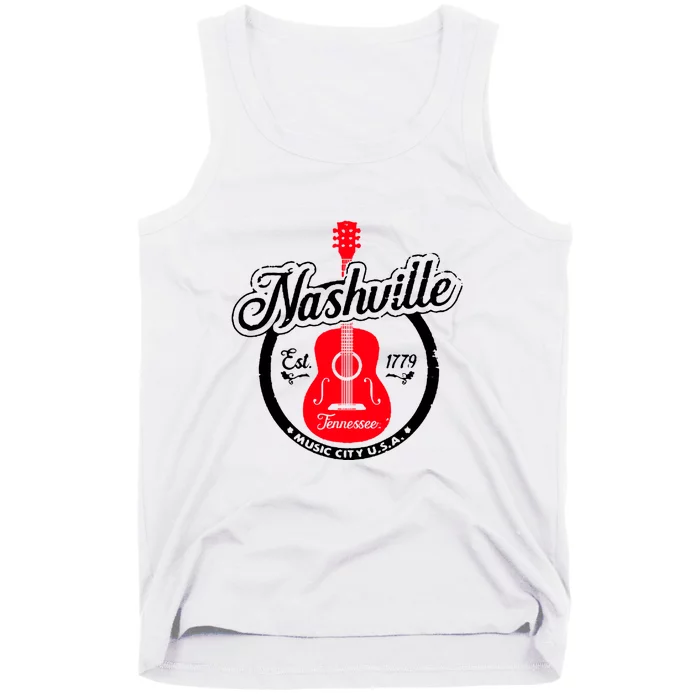 Nashville Music City Tennessee Cool Gift Country Music City Guitar Tank Top