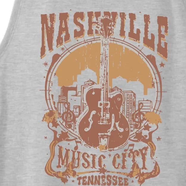 Nashville Music City Tennessee Guitar Ladies Tri-Blend Wicking Tank