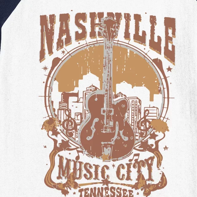 Nashville Music City Tennessee Guitar Baseball Sleeve Shirt