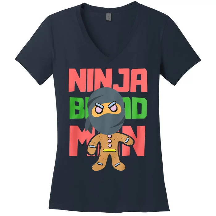 Ninjabread Man Christmas Women's V-Neck T-Shirt