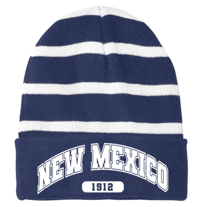 New Mexico Collegiate Style Striped Beanie with Solid Band