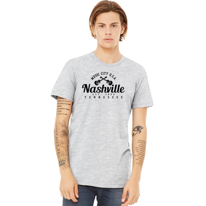 Nashville Music City Tennessee Country Music City Guitar Premium T-Shirt