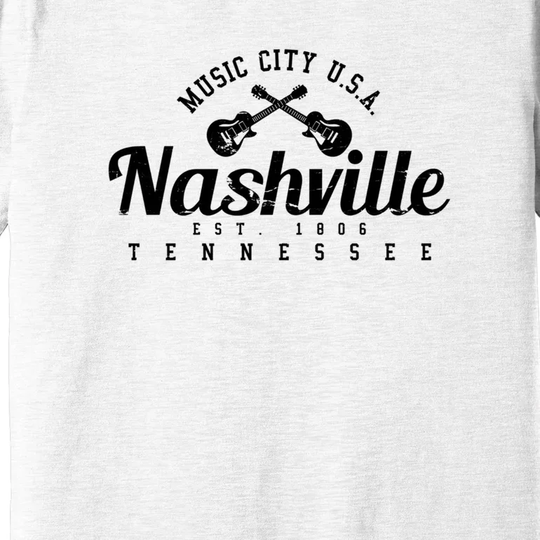 Nashville Music City Tennessee Country Music City Guitar Premium T-Shirt