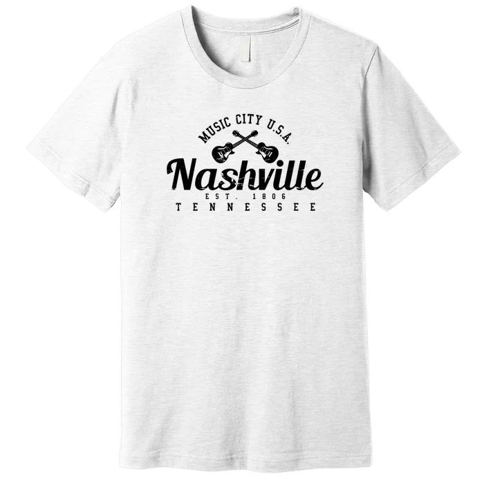 Nashville Music City Tennessee Country Music City Guitar Premium T-Shirt