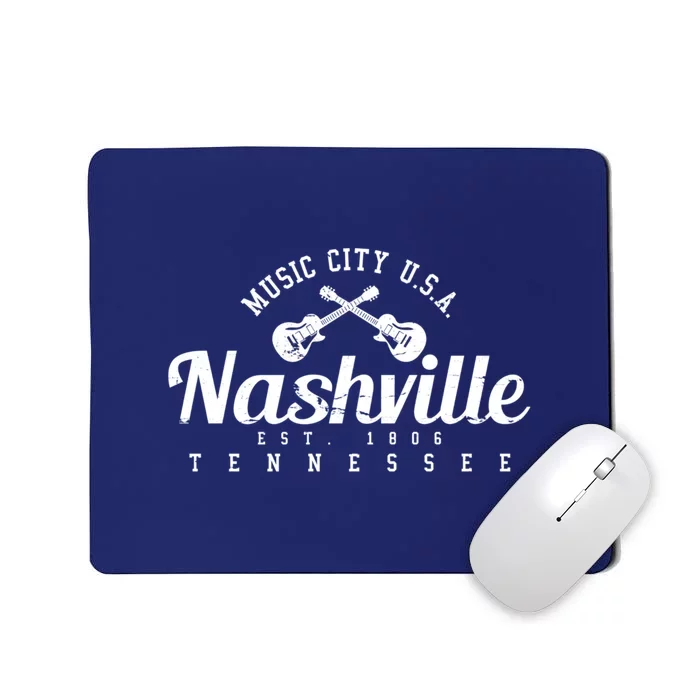 Nashville Music City Tennessee Country Music City Guitar Mousepad