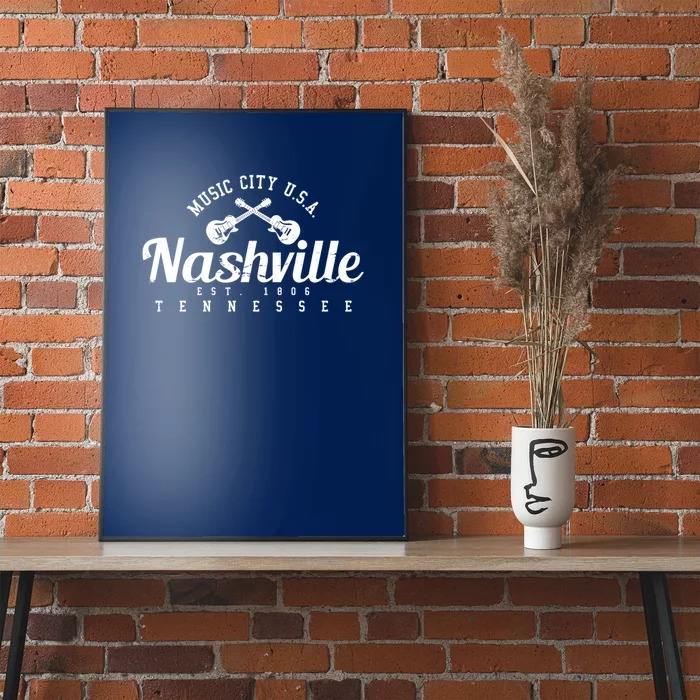 Nashville Music City Tennessee Country Music City Guitar Poster