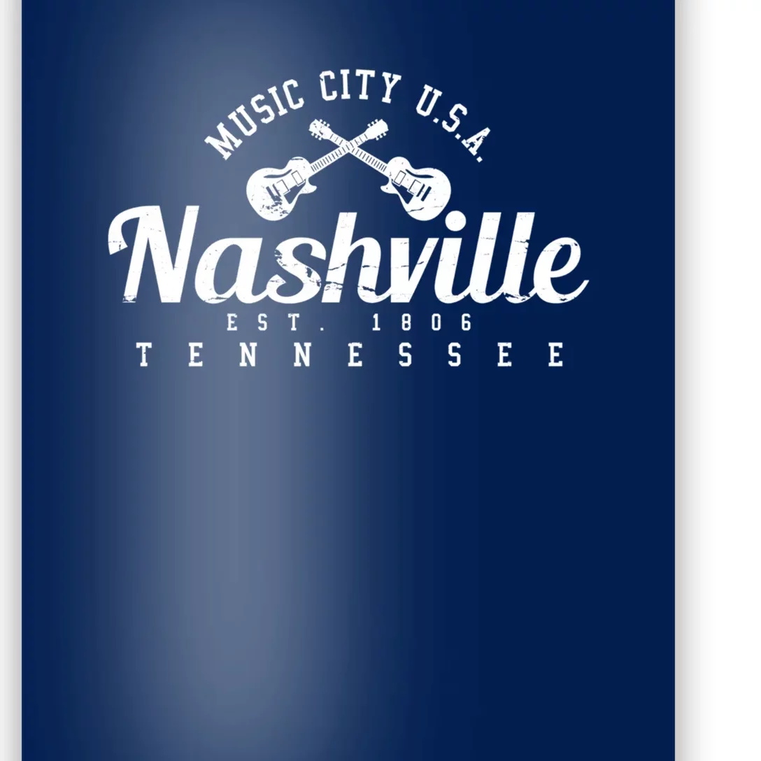 Nashville Music City Tennessee Country Music City Guitar Poster