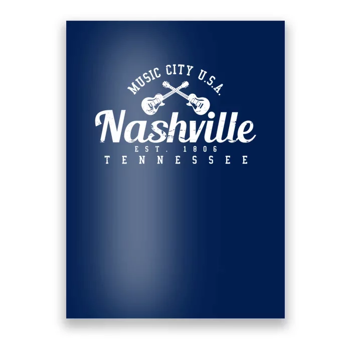 Nashville Music City Tennessee Country Music City Guitar Poster