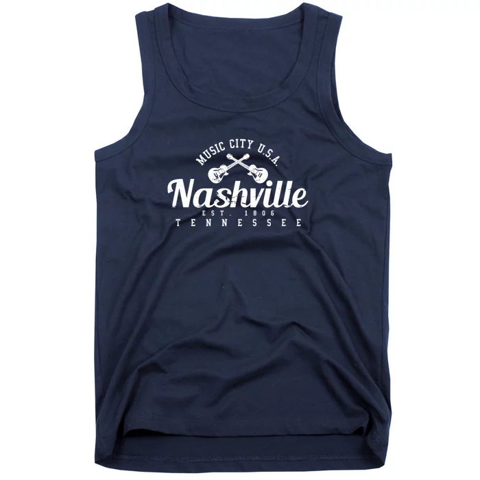 Nashville Music City Tennessee Country Music City Guitar Tank Top