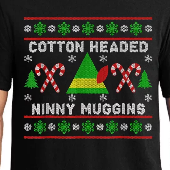 Ninny Muggins! Cotton Headed Funny Christmas Elf Holiday Pajama Set