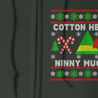 Ninny Muggins! Cotton Headed Funny Christmas Elf Holiday Full Zip Hoodie