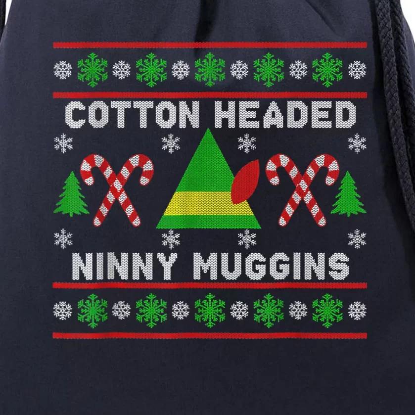 Ninny Muggins! Cotton Headed Funny Christmas Elf Holiday Drawstring Bag