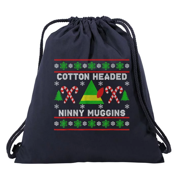 Ninny Muggins! Cotton Headed Funny Christmas Elf Holiday Drawstring Bag