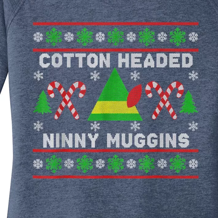 Ninny Muggins! Cotton Headed Funny Christmas Elf Holiday Women's Perfect Tri Tunic Long Sleeve Shirt