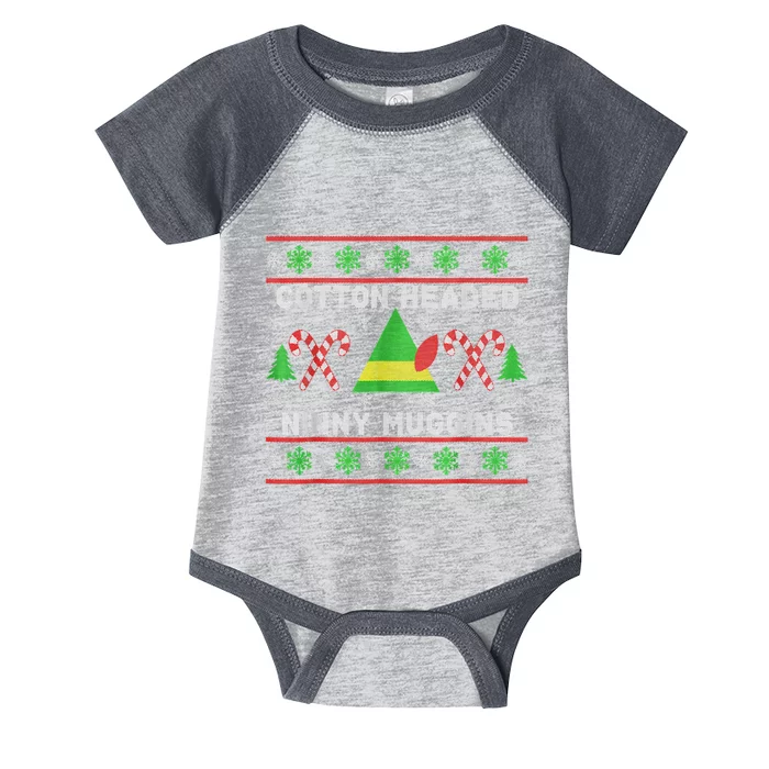 Ninny Muggins! Cotton Headed Funny Christmas Elf Holiday Infant Baby Jersey Bodysuit