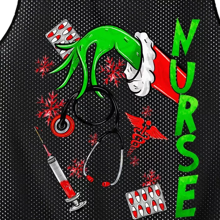 Nurse Merry Christmas Stethoscope Nurses Xmas Pajamas Mesh Reversible Basketball Jersey Tank