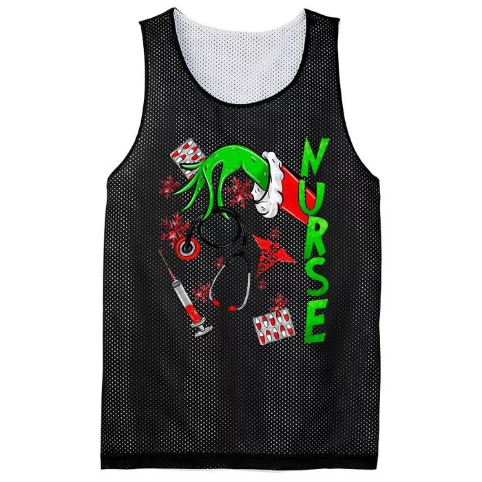 Nurse Merry Christmas Stethoscope Nurses Xmas Pajamas Mesh Reversible Basketball Jersey Tank