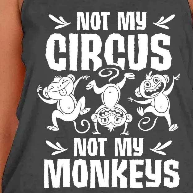 Not My Circus Not My Monkeys Saying Animal Lover Monkey Women's Knotted Racerback Tank