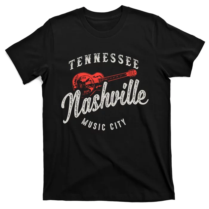 Nashville Music City Guitar Vintage Gift T-Shirt