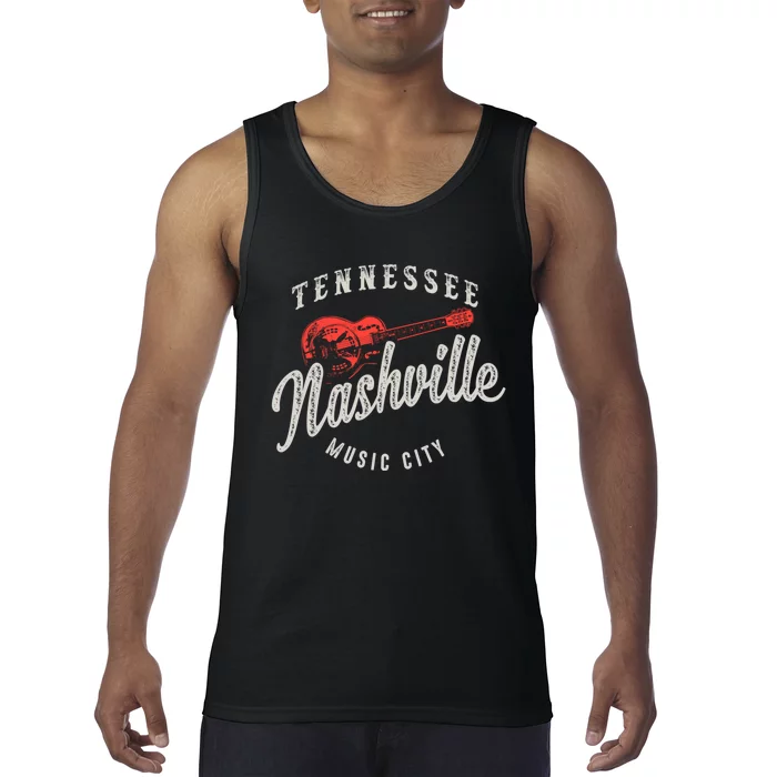 Nashville Music City Guitar Vintage Gift Tank Top