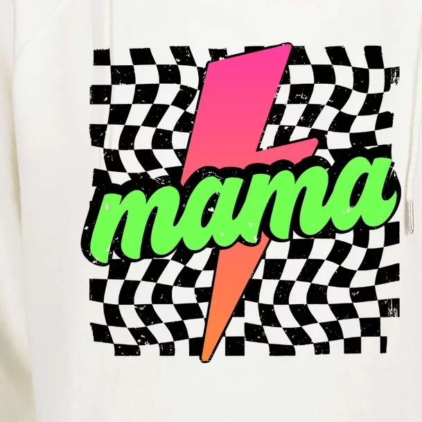 Neon Mama Checkered Mom Lightning Bolt Womens Funnel Neck Pullover Hood