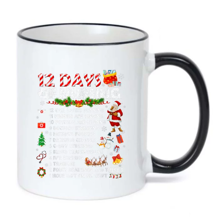 Nurses Merry Christmas Funny 12 Days Of Nursing Xmas Black Color Changing Mug