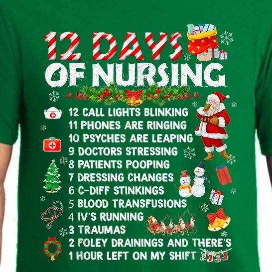 Nurses Merry Christmas Funny 12 Days Of Nursing Xmas Pajama Set