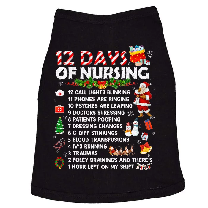 Nurses Merry Christmas Funny 12 Days of Nursing Xmas Doggie Tank