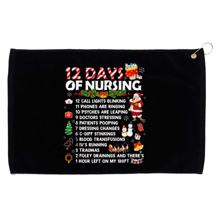 Nurses Merry Christmas Funny 12 Days of Nursing Xmas Grommeted Golf Towel