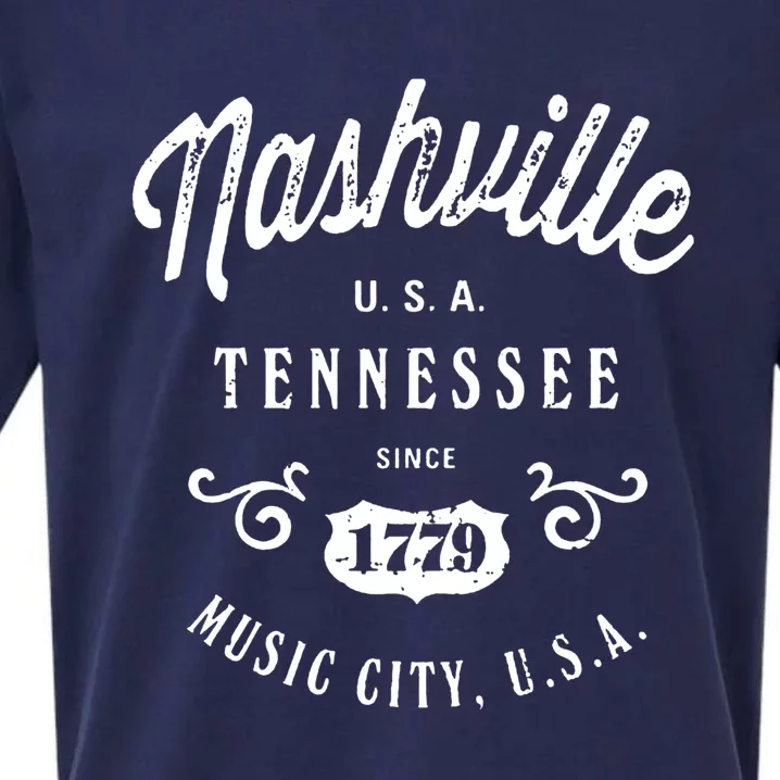 Nashville Music City Tennessee Cool Gift Country Music City Guitar Sueded Cloud Jersey T-Shirt