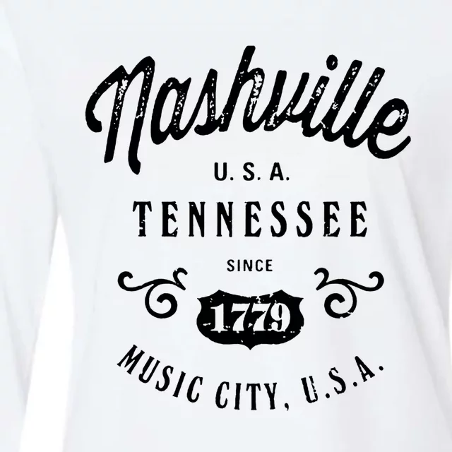 Nashville Music City Tennessee Cool Gift Country Music City Guitar Womens Cotton Relaxed Long Sleeve T-Shirt