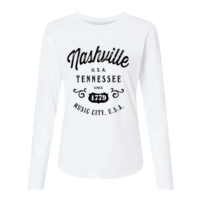 Nashville Music City Tennessee Cool Gift Country Music City Guitar Womens Cotton Relaxed Long Sleeve T-Shirt