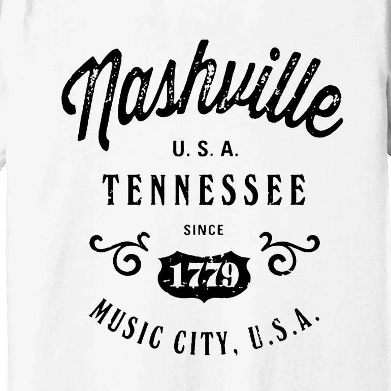 Nashville Music City Tennessee Cool Gift Country Music City Guitar Premium T-Shirt