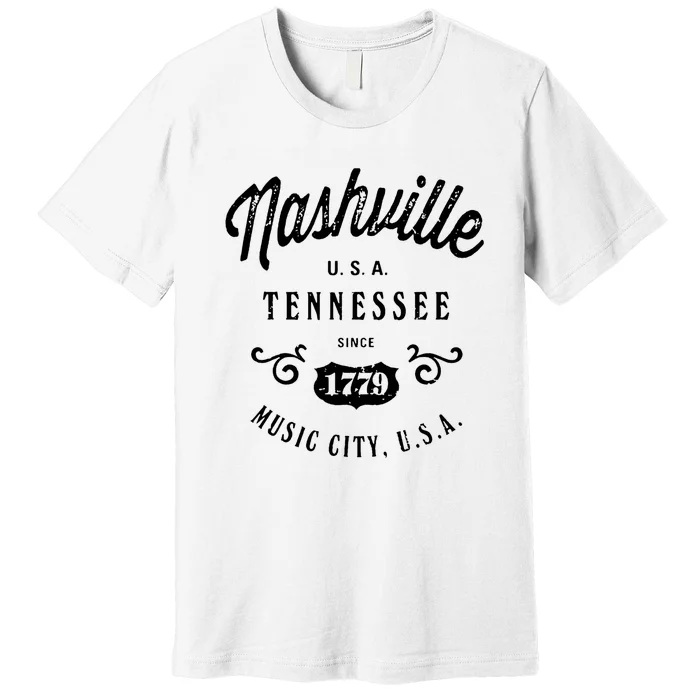 Nashville Music City Tennessee Cool Gift Country Music City Guitar Premium T-Shirt