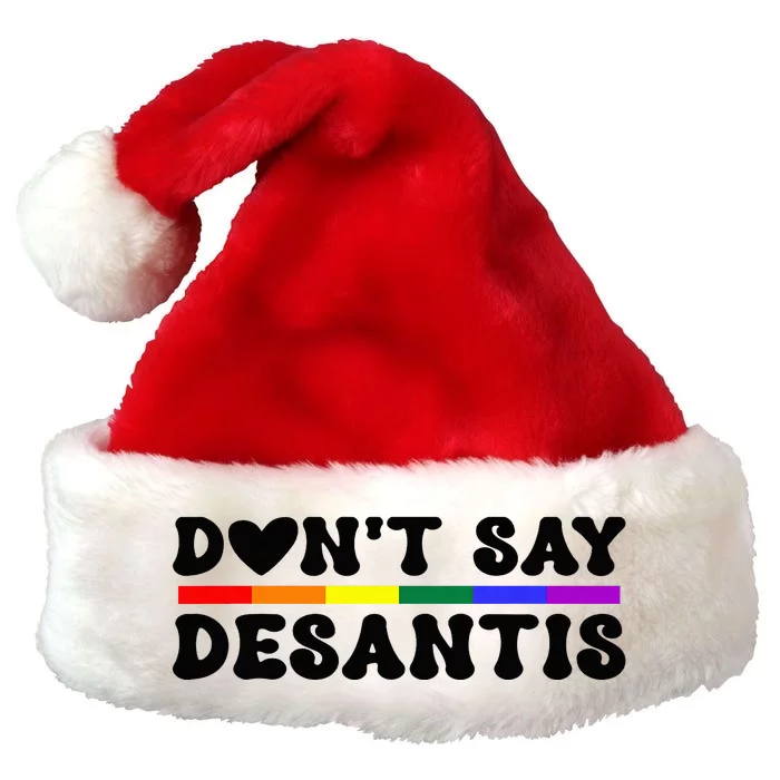 Never Mention DeSantis Florida that Reads Say Gay LGBT Premium Christmas Santa Hat