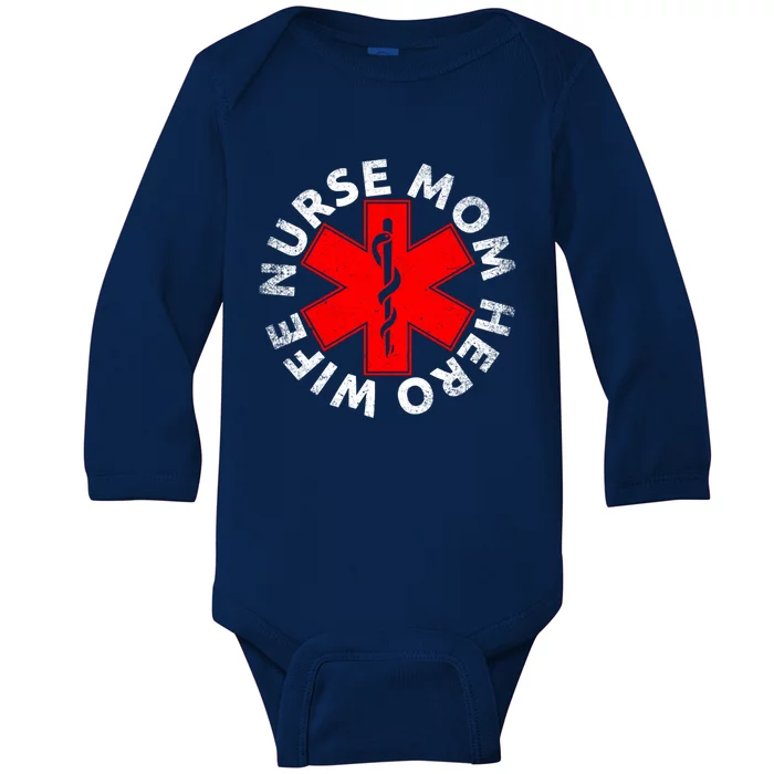 Nursing MotherS Day Christmas Gift Wife Nurse Mom Hero Rn Gift Baby Long Sleeve Bodysuit