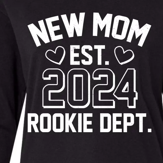 New Mom Est 2024 Rookie Department Womens Cotton Relaxed Long Sleeve T-Shirt