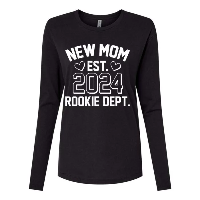 New Mom Est 2024 Rookie Department Womens Cotton Relaxed Long Sleeve T-Shirt